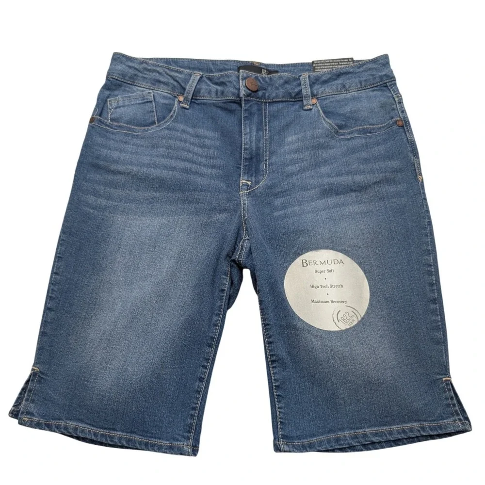 NWT 1822 Denim Bermuda Shorts Womens 12 Blue Stretch Medium Wash CA99M4071D3